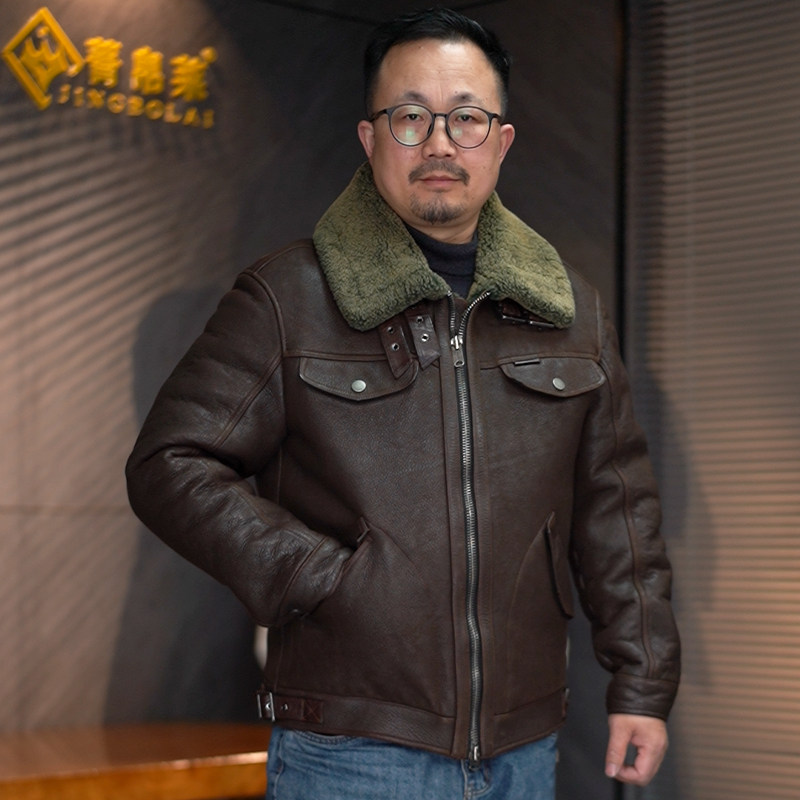 809原生态重水洗羊皮毛一体男美式复古做旧真皮翻领保暖夹克,男装,皮草,淘宝优惠券,粉丝福利购,淘宝优惠卷