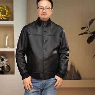 原生态羊皮毛一体进口小羔羊真皮真毛轻薄男外套单排扣立领短款