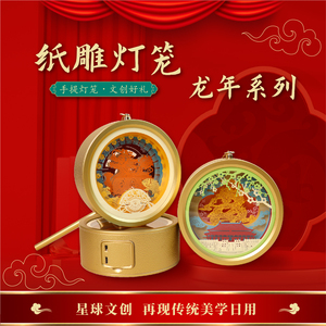 2024春节龙年灯笼新年纸雕灯笼手工diy材料包儿童手提发光灯笼