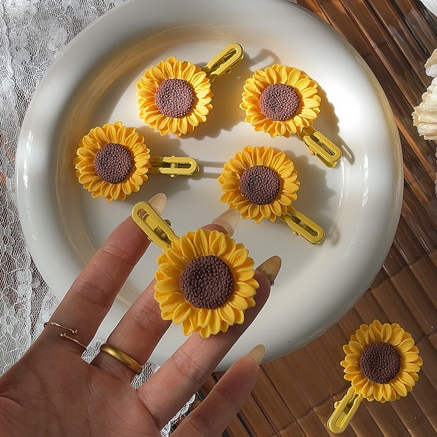 儿童休闲女孩向阳花一字刘海发夹