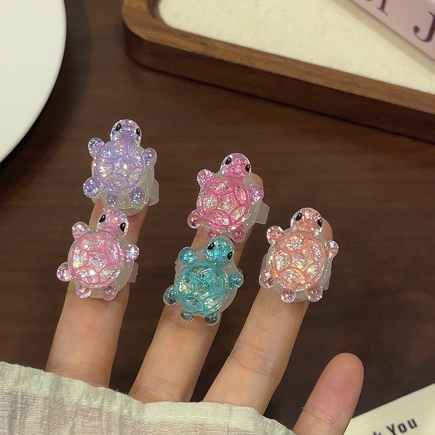 小乌龟吊坠串珠项链LED发光戒指