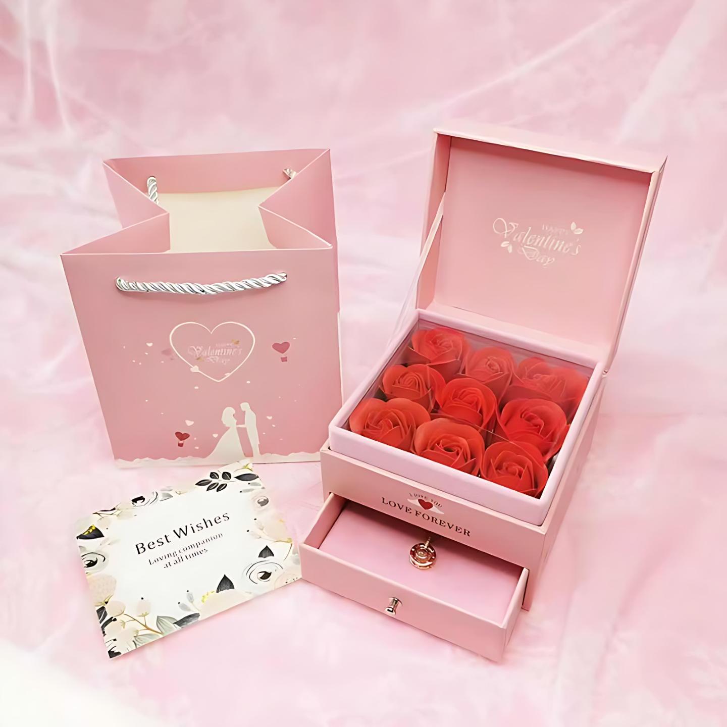 9朵玫瑰珠宝礼盒双层浪漫款高级