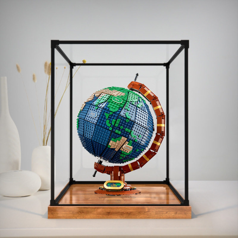 亚克力展示盒适用乐i高地球仪积木模型防尘收纳柜拼装玩具罩