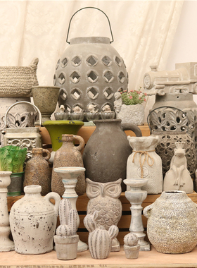 孤品复古水泥装饰乡村民宿摆件