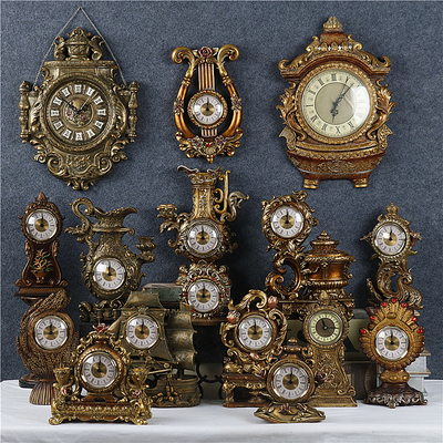 欧式复古怀旧树脂浮雕洛可可座钟