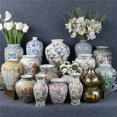 新中式复古陶瓷手绘粉彩花瓶