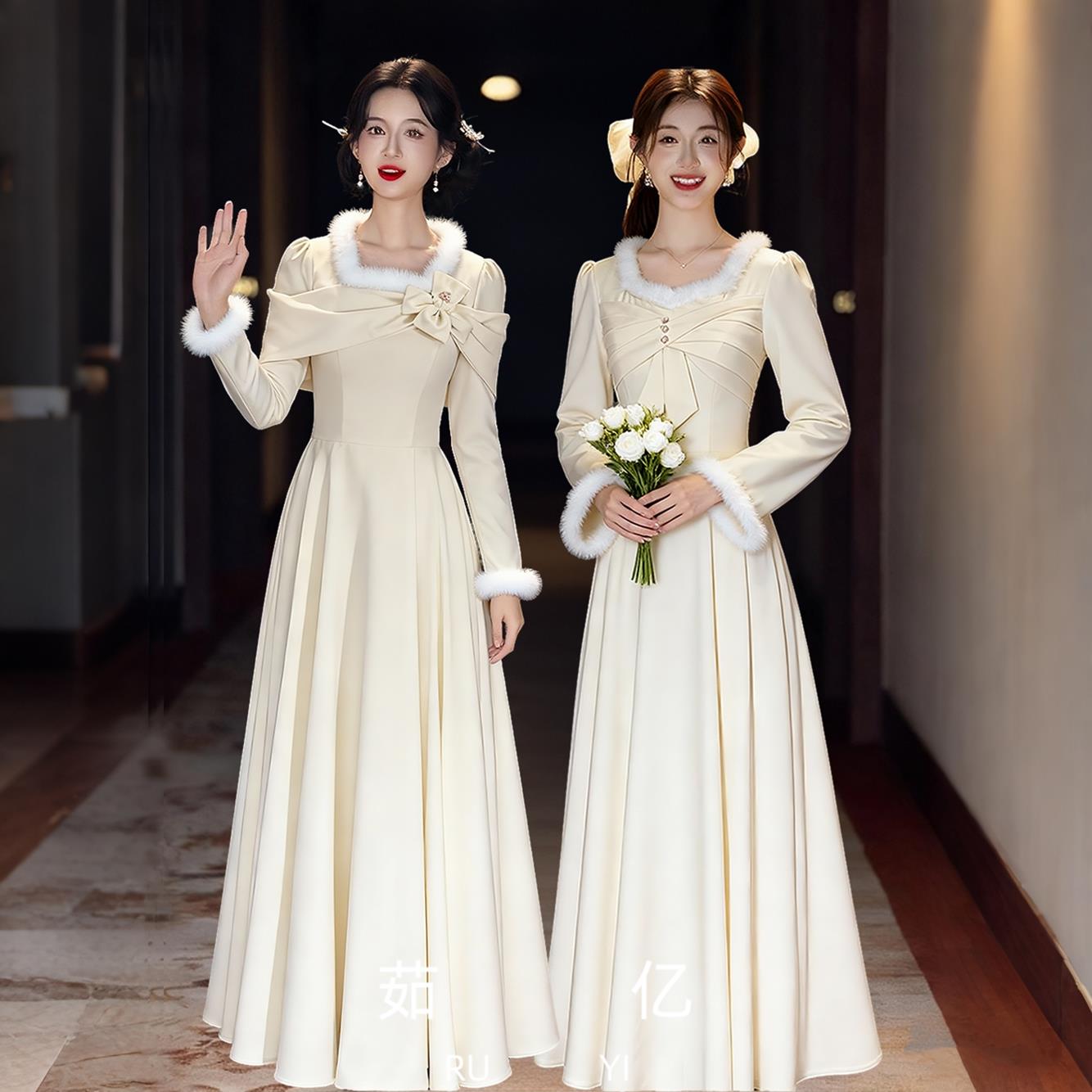 这套装婚服冬天的氛围感也太赞了