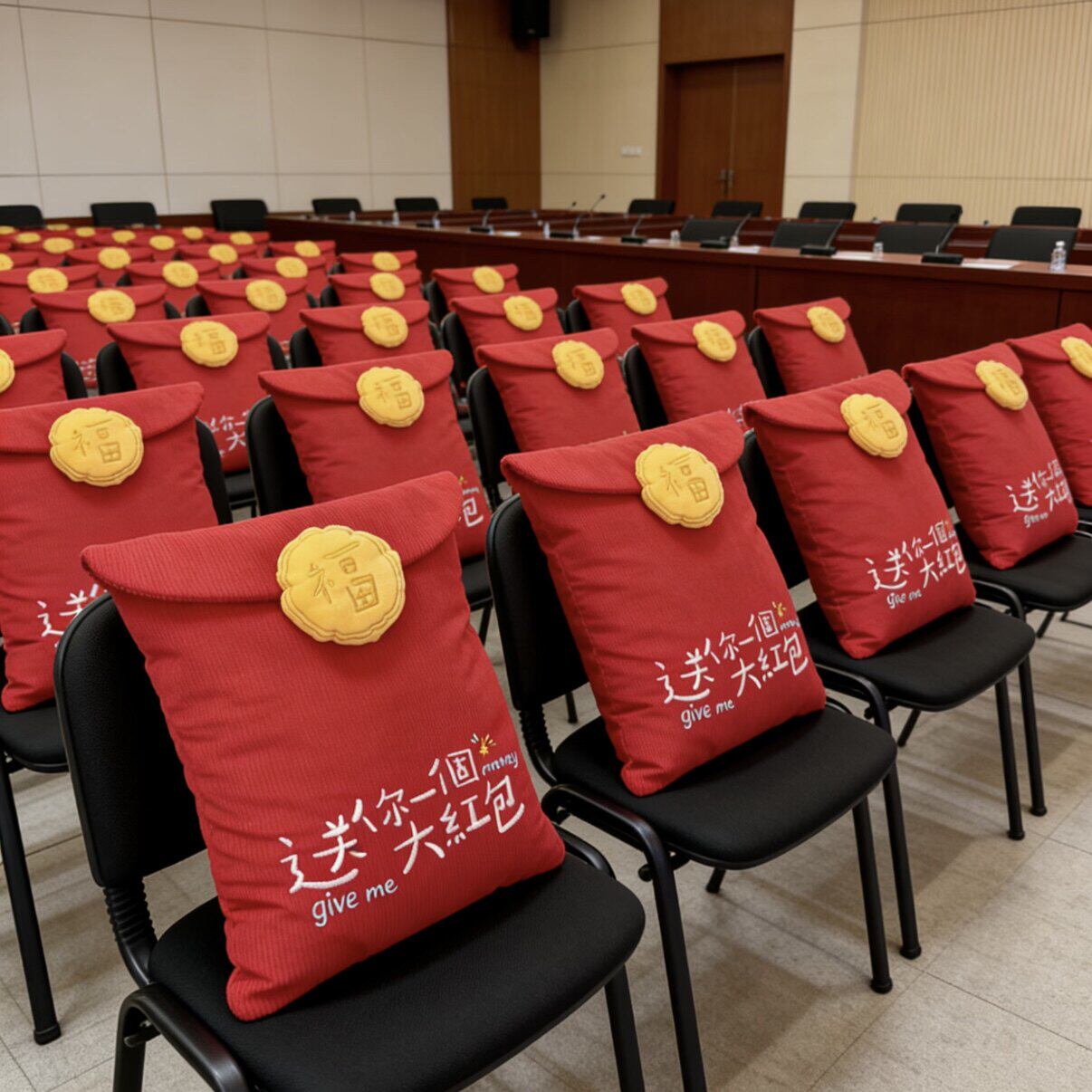 送你一个大红包抱枕2027新年伴手礼企业年会礼品靠垫睡枕拍照道具