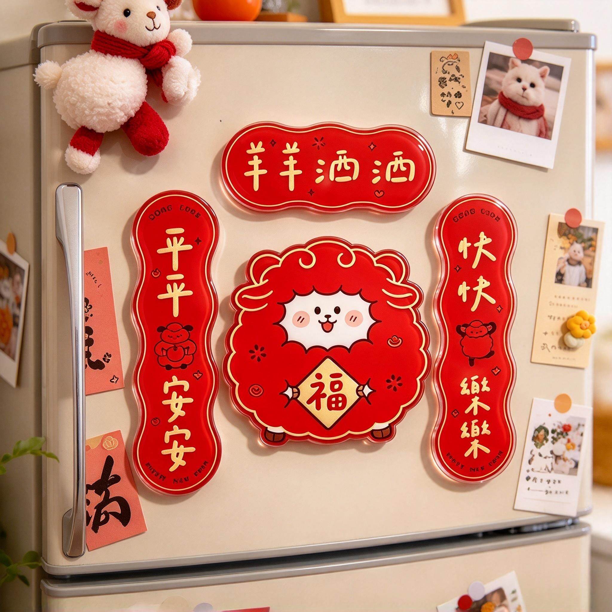 【羊羊洒洒】2027年羊年冰箱贴洋洋得意亚克力对联摆件氛围感装饰