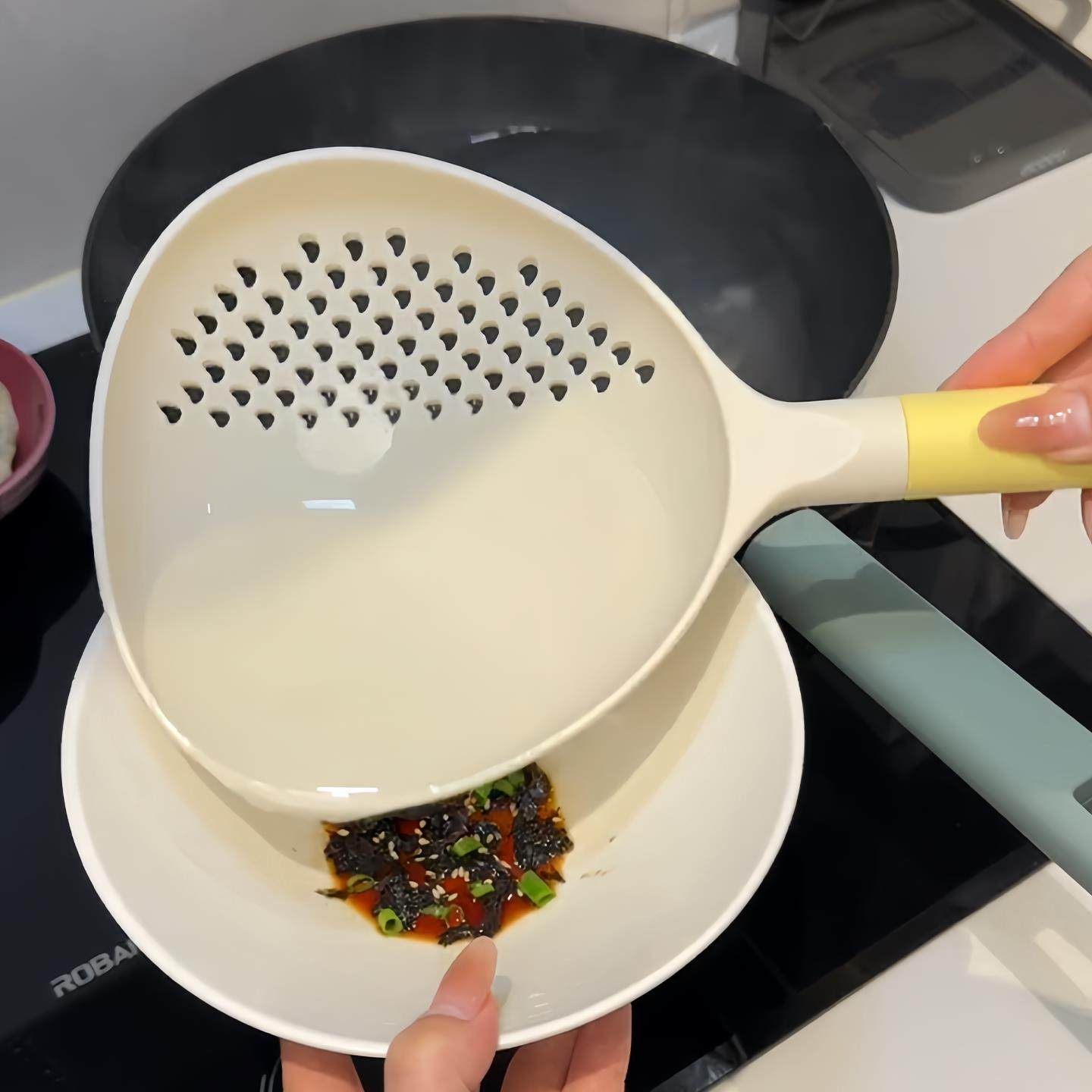 一个勺子干两份漏勺汤勺耐高温盛汤沥水漏网饺子捞勺食品级家用,厨房/烹饪用具,漏勺/滤网勺,淘宝优惠券,粉丝福利购,淘宝优惠卷