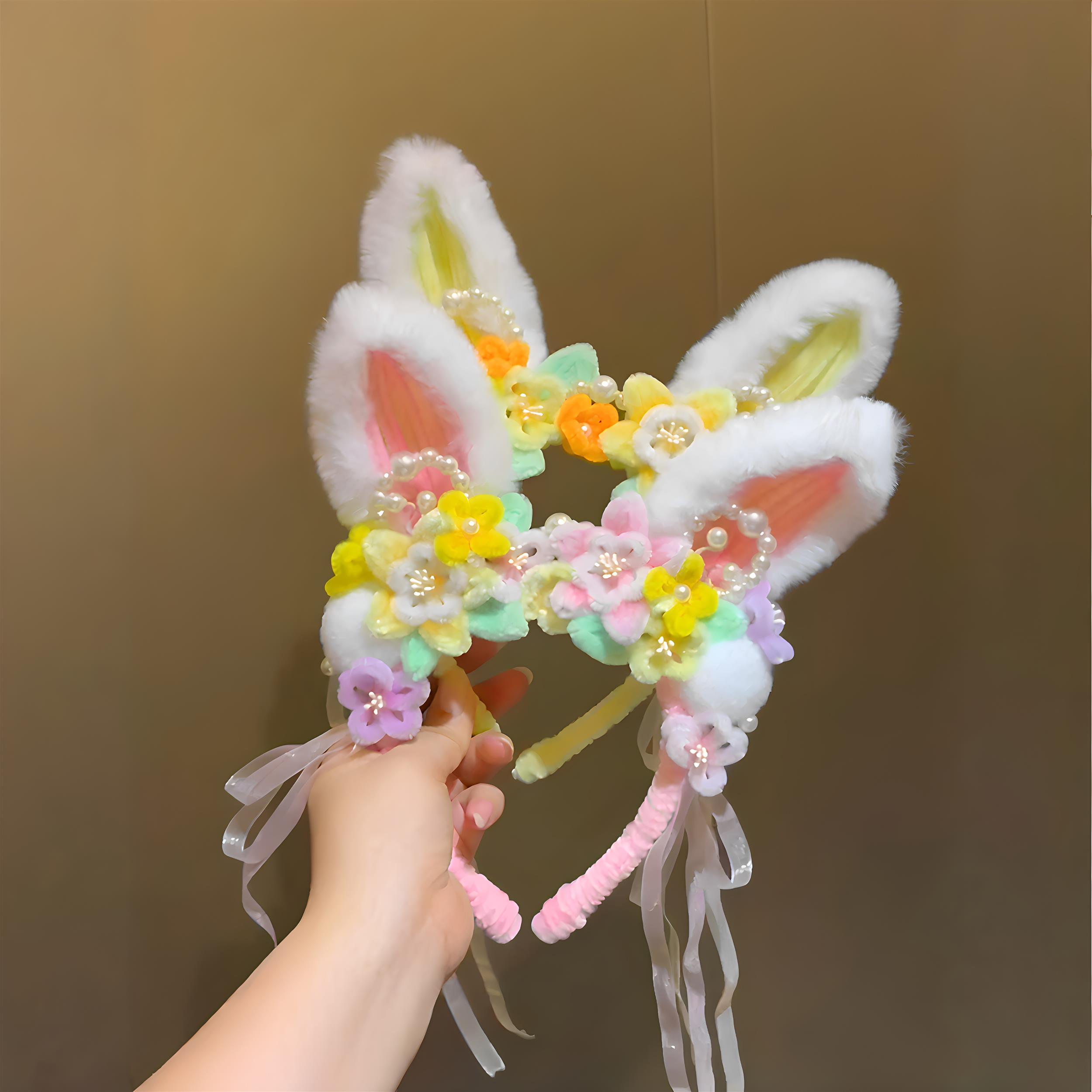 儿童头饰扭扭棒桂花兔耳朵发箍手