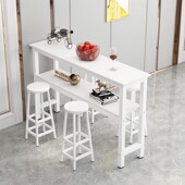 双层红酒桌子客厅吧台桌白色家用靠墙餐桌椅高脚桌多功能长条窄桌