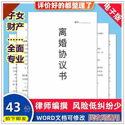 离婚协议书模板民政局新版通用合同双方自愿修改打印Word电版素材