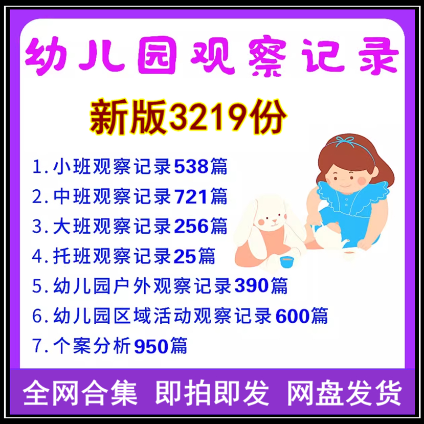 幼儿园观察记录托小中大班区域户外活动自主游戏追踪个案分析模板
