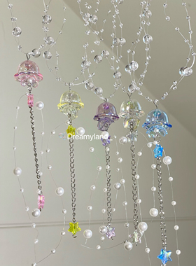梦幻透明水母泡泡亚克力项链可调节长度饰品女