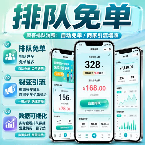 排队免单系统开发小程序异业联盟消费返模式分红APP引流拓客营销