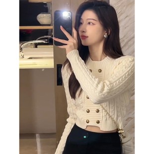2025新款秋今年流行漂亮小香风毛衣女针织开衫外套短款高级感上衣