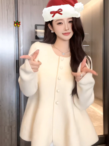 浣熊绒外套小香风法式毛衣