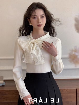 法式高级感蕾丝蝴蝶结独特上衣