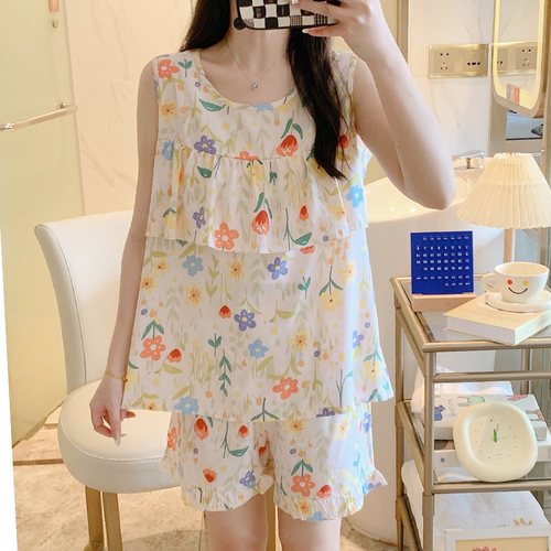 防凸点睡衣女夏天薄款棉绸