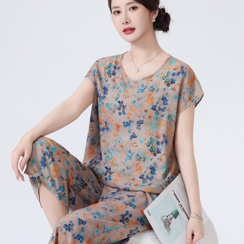 背心妈妈装棉绸睡衣女新款加大码