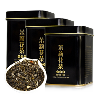 张一元 特级浓香茉莉花茶150g（50g*3罐）特级黑罐茉莉香浓茗茶
