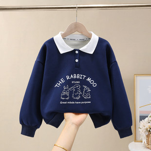 女童薄款卫衣2026春秋款童装洋气女孩春装衣服儿童polo衫休闲上衣