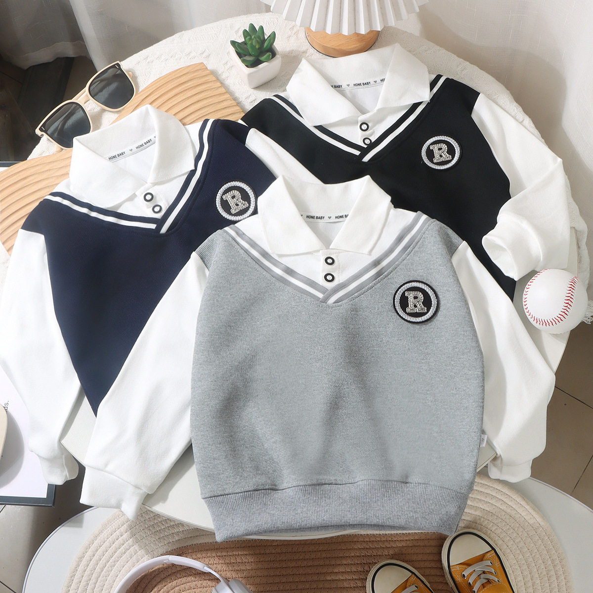 男童翻领POLO衫春季卫衣英伦风假两件中大童百搭时尚学院风上衣,童装/婴儿装/亲子装,儿童POLO衫,淘宝优惠券,粉丝福利购,淘宝优惠卷