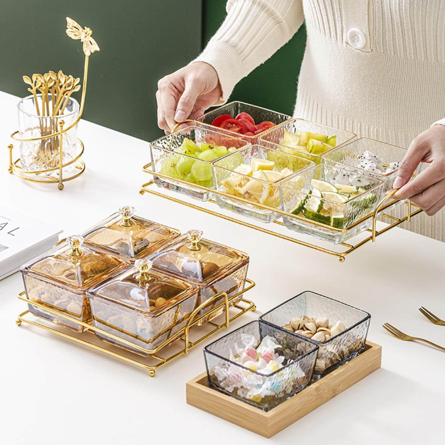 四宫格茶干果盘酒吧会所KTV玻璃点心小吃水果桌零食盘带盖收纳盒,餐饮具,果盆/果盘/果篮,淘宝优惠券,粉丝福利购,淘宝优惠卷