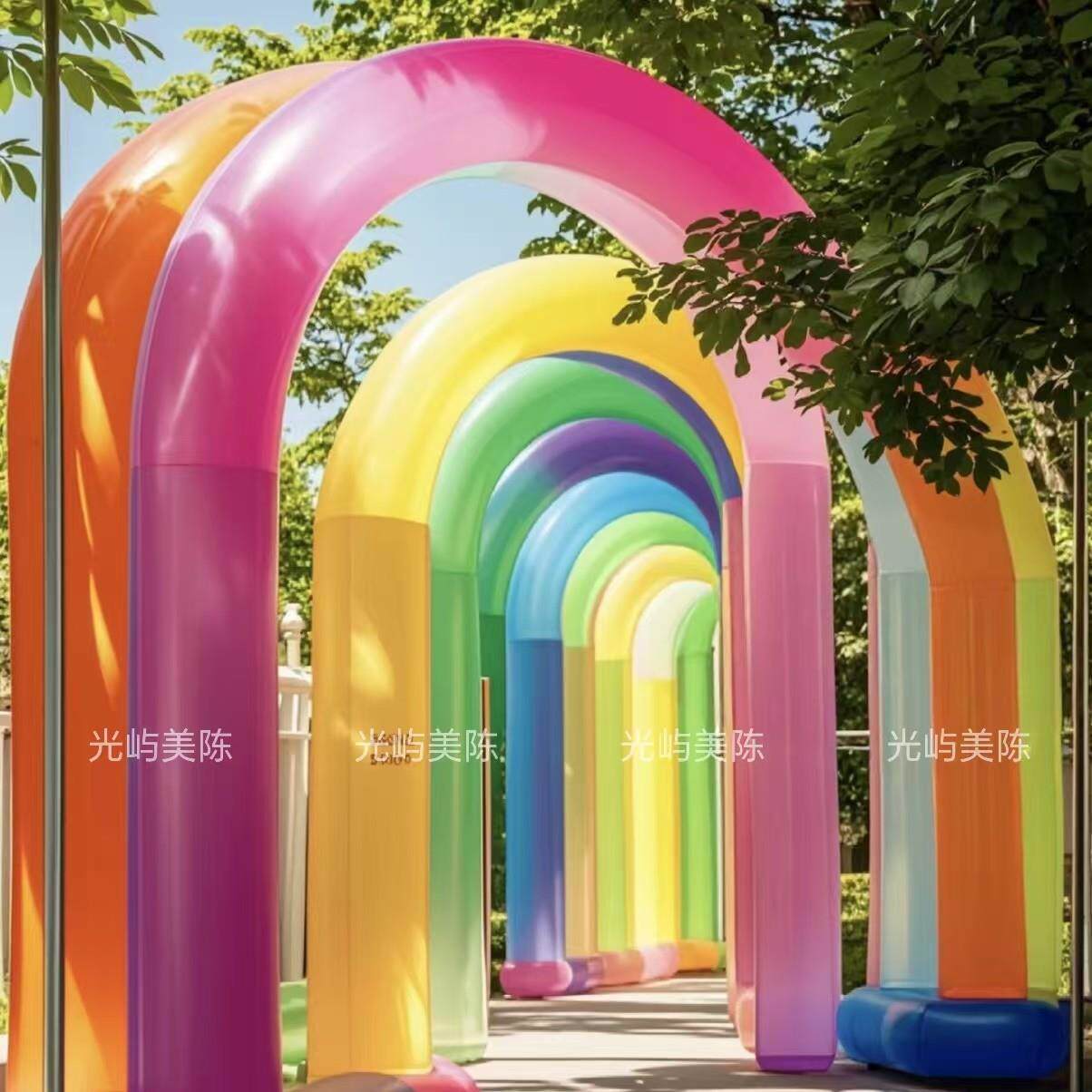 小红书闭气彩虹拱门定制购物中心博览会区春节大型充气PVC模景型