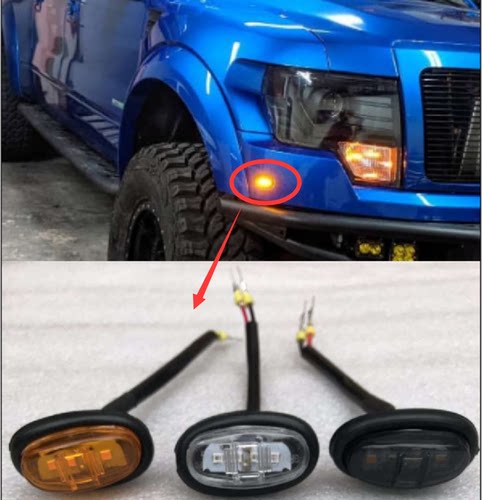 适用于二代福特猛禽轮眉灯F150转向示廓灯LED后杠示宽转向小黄灯