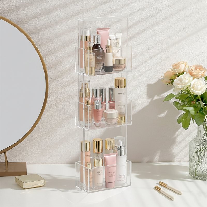 OneLux高透明亚克力无甲醛洗手台化妆台收纳家用储物架三层,收纳整理,化妆品收纳架,淘宝优惠券,粉丝福利购,淘宝优惠卷