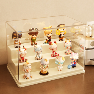 盲盒收纳展示架大号泡泡玛特手办展示柜桌面亚克力透明防尘收纳盒