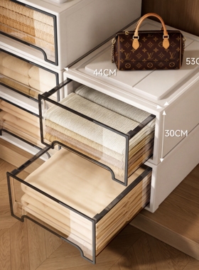 日本抽屉式收纳箱2026新款衣服裤子整理箱透明盒储物衣柜分层神器