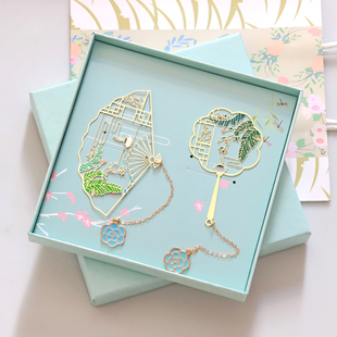 茶艺文化金属书签安徽浙江景点茶艺芭蕉古典中国风茶文化定制礼品小清新送有人伴读