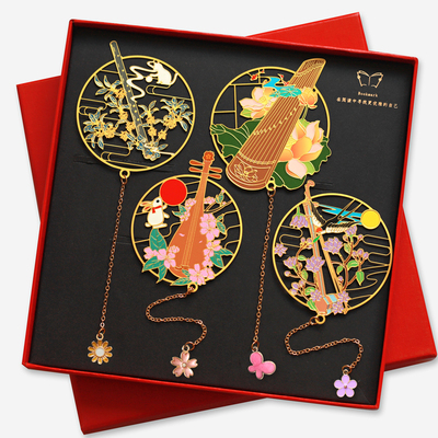 乐器金属镂空书签古典国乐琵琶二胡竹笛古筝中国风艺术博物馆文创