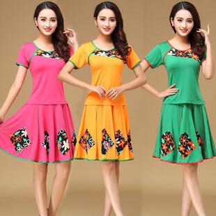 广场舞服装套装春季夏季新款演出服舞蹈服女跳舞衣服短裙套裙女
