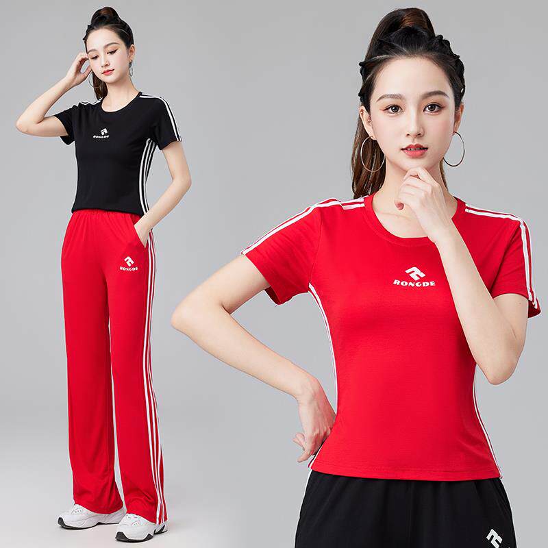 杨丽萍广场舞新款服装套装鬼步舞衣服运动跑步晨练跳操健身服女夏