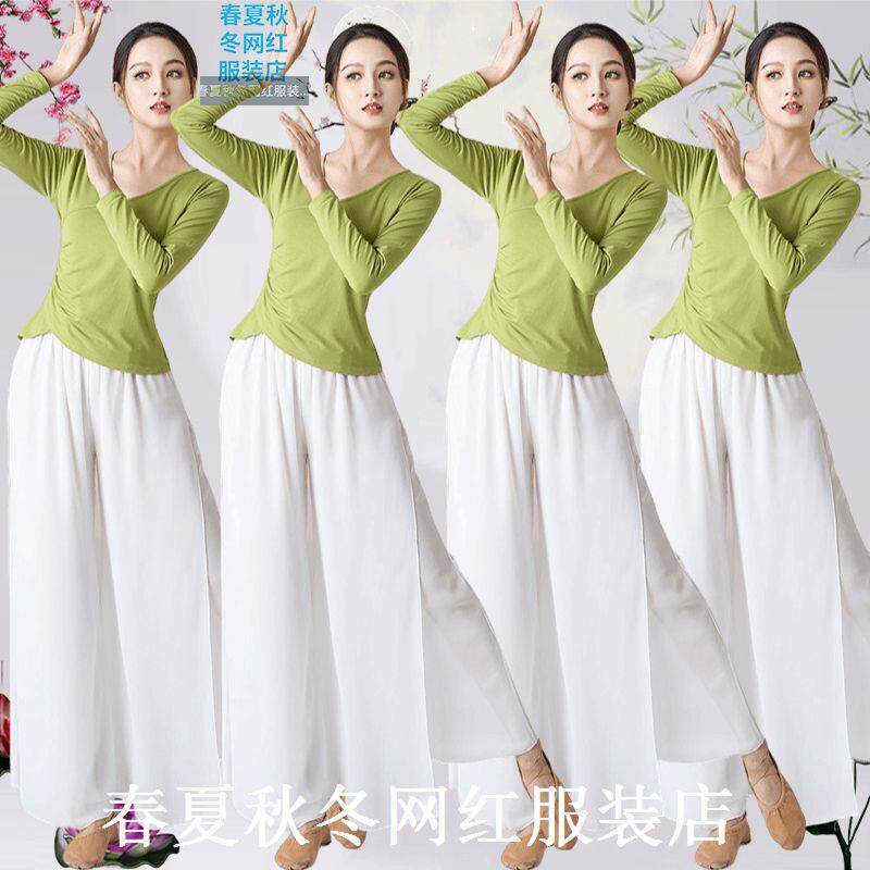 新款春夏广场舞服装名族舞古典舞蹈服套装飘逸长裙裤莫代尔演出服