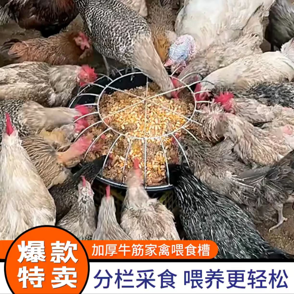 家用喂鸡食槽料槽防撒养设备鸭鹅喂鸡神器饲料桶自动喂食鸡饲料盆