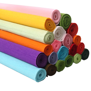 彩色加厚皱纹纸褶皱纸手工花材料立体花幼儿园折花小学生diy制作美术专用花艺批发玫瑰花折纸束康乃馨手揉纸