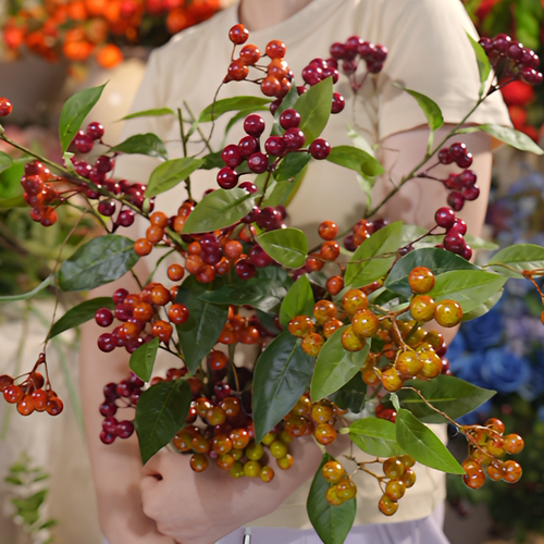 外贸浆果 三色混色发货 秋色系浆果 高支可落地高品质仿真花