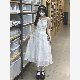 初恋白色刺绣吊带连衣裙女夏季 法式 小个子气质甜美仙女温柔风
