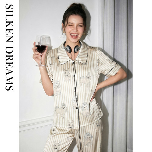 【马德里】冰丝女款短袖睡衣套装