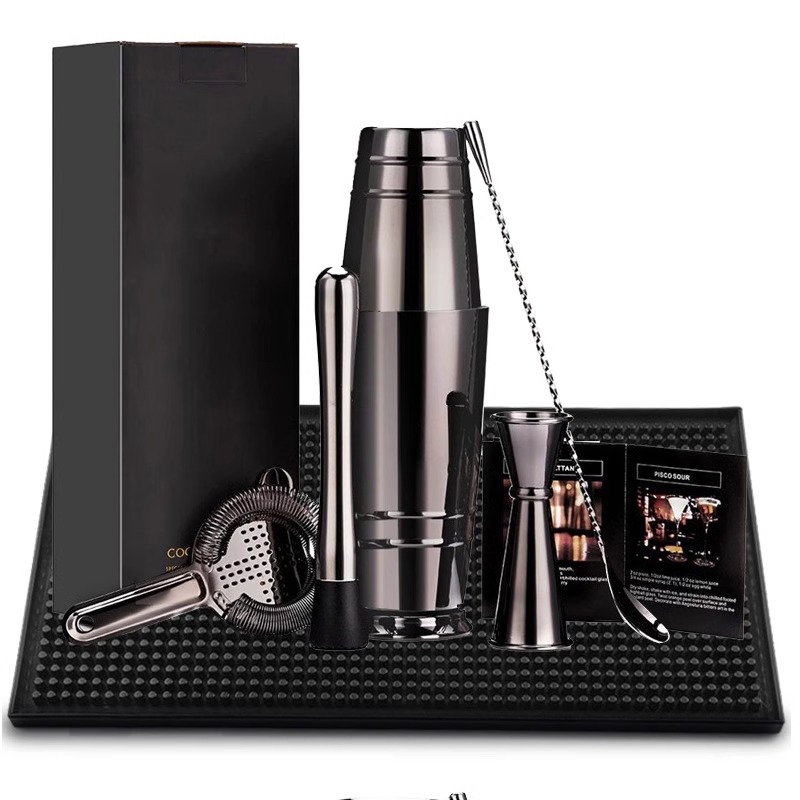 8件套美式波士顿调酒器套装礼盒酒吧鸡尾酒工具套装奶茶店冰摇壶