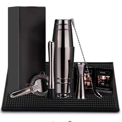 8件套美式波士顿调酒器套装礼盒酒吧鸡尾酒工具套装奶茶店冰摇壶