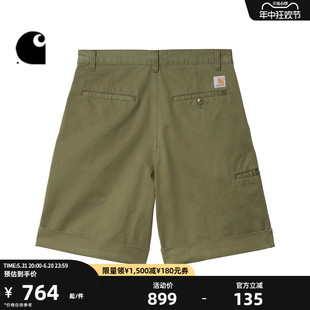 新品 33130M 经典 男装 夏季 WIP短裤 LOGO标签石洗斜纹布工装 Carhartt
