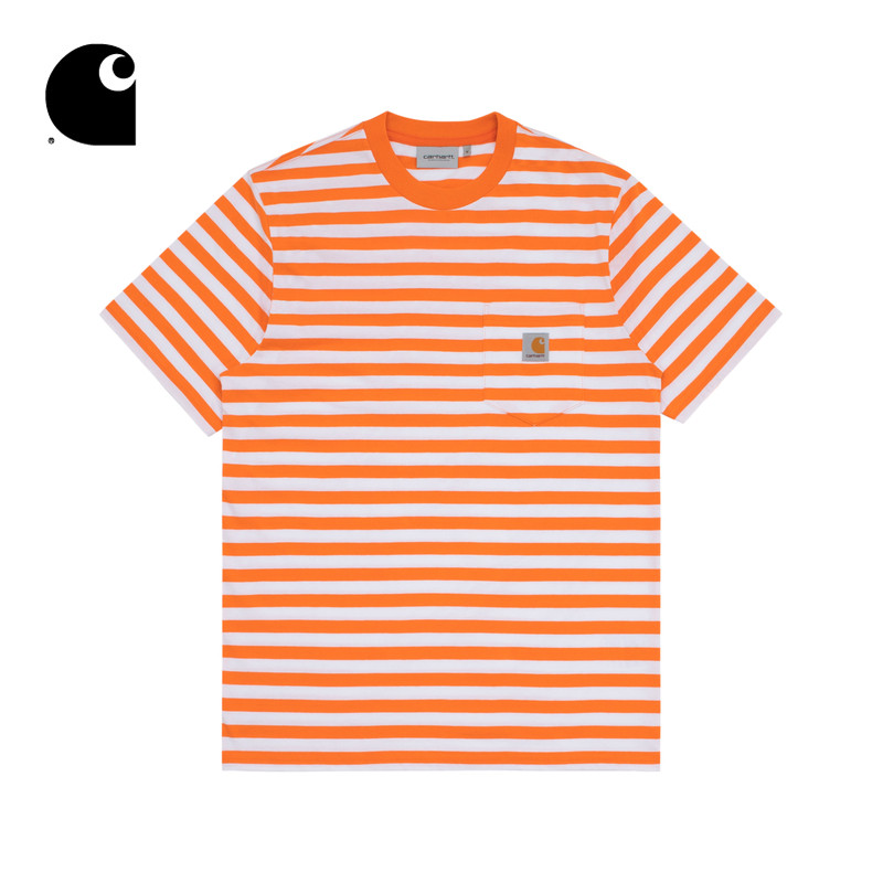 Carhartt WIP男装春夏经典LOGO标签口袋条纹圆领短袖T恤027732E|ruв категории Мужская одежда, футболка - от Buy2taobao.com для оказания профессиональной услуги покупки агента Taobao