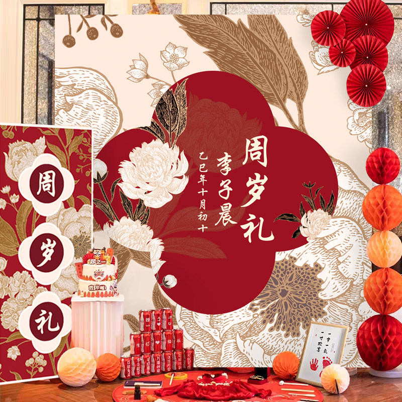 宝宝一周岁生日布置气球kt板