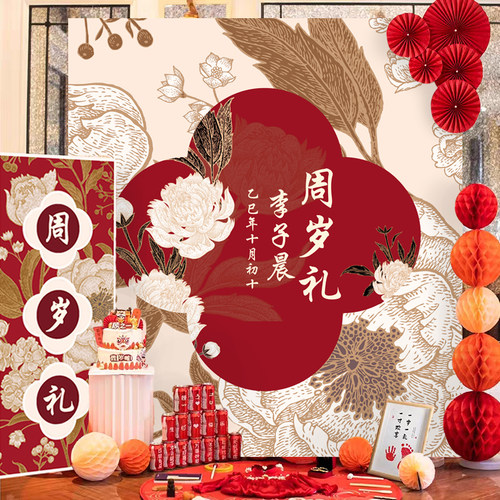 宝宝一周岁生日布置气球kt板